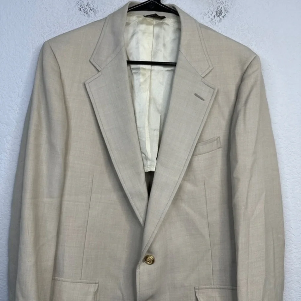 Kendan's Ltd Wimbledon Blazer‎ Men 42R Tan Vintage Gold 2-Button USA Made Golf